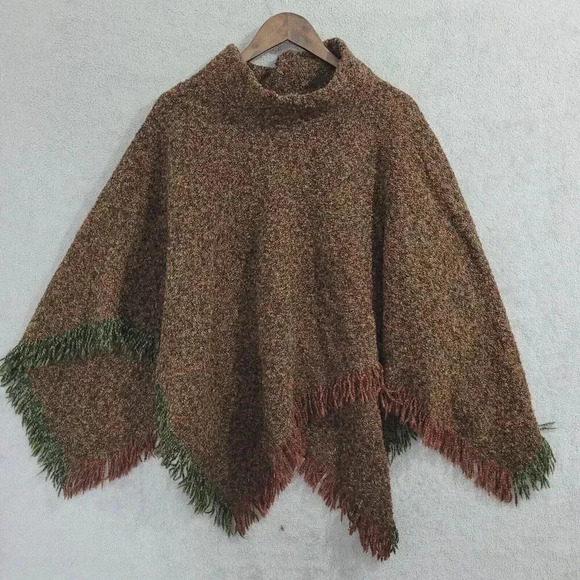 Weave of the Irish Cozy Wool Blend Poncho Cape Fringe Trim 32" Length 26CT - Picture 1 of 8